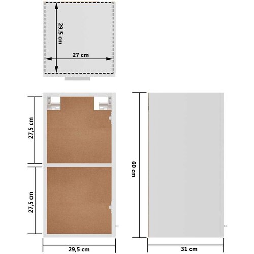 VidaXL Viseča omarica bela 29,5x31x60 cm iverna plo&amp;scaron;ča, (20824337) Slike
