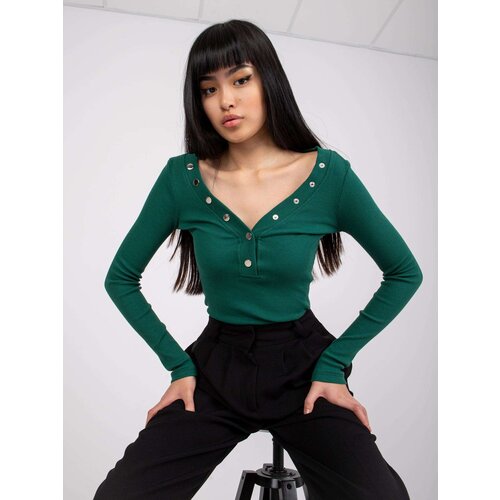 RUE PARIS Blouse-RV-BZ-7439.18-dark green Slike