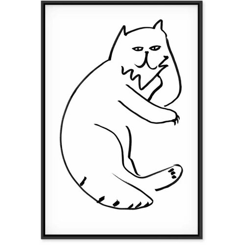  Slika - Cat Relaxing (1 Part) Vertical 40x60 U crnom drvenom okviru Slike