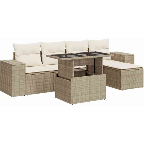 vidaXL 6-dijelni set vrtnih sofa s jastucima bež od poliratana Cijene