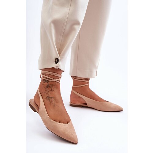 Boto Women's Suede Lace-Up Ballet Flats Nude Lilly Ann Cijene