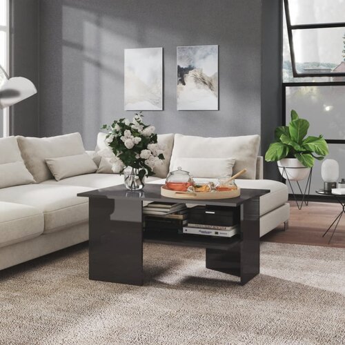 VidaXL stolić za kavu visoki sjaj sivi 90 x 60 x 46,5 cm od iverice Slike