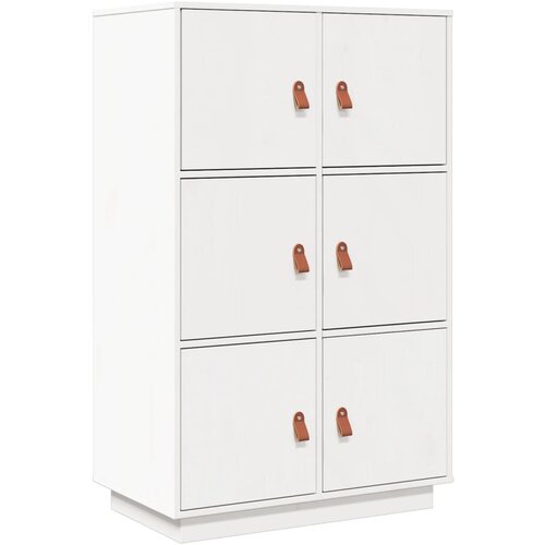 Maison Chic Visoka omara - Komoda - Predalnik bela 67x40x108,5 cm trdna borovina, (21719925) Slike