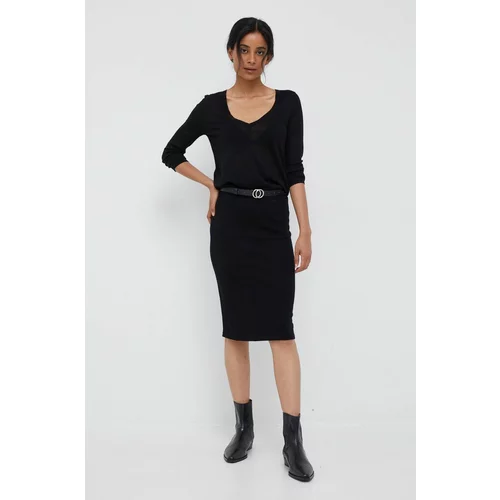 Calvin Klein Vunena suknja boja: crna, midi, pencil