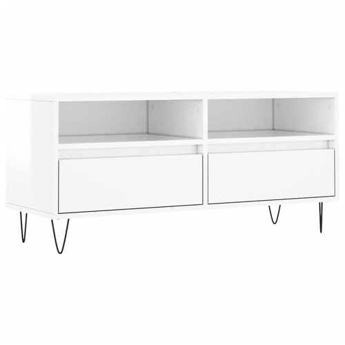 Maison Chic TV omarica - TV stojalo - Televizijska omarica visok sijaj bela 100x34,5x44,5 cm inženirski les, (21700720) Slike