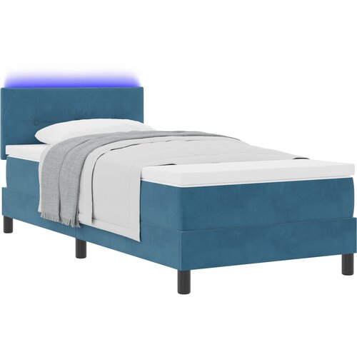 VidaXL Postelja s &amp;scaron;katlo z vzmetnico &amp;amp; LED Temno modra 80x200 cm Žamet, (22082985) Slike