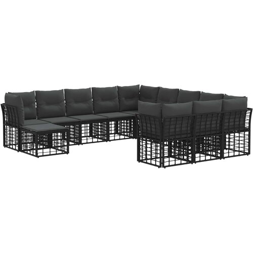  Set vanjskih sofa 12 pcs Crna i tamno siva Poliester Cijene