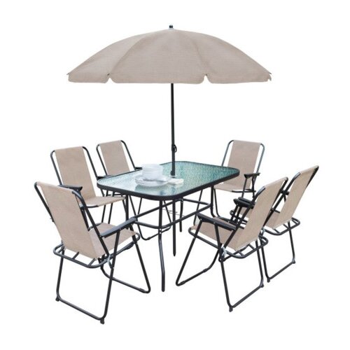 Master Vrtni set sto+ 6 stolica sa suncobranom 17916-1 bež Slike