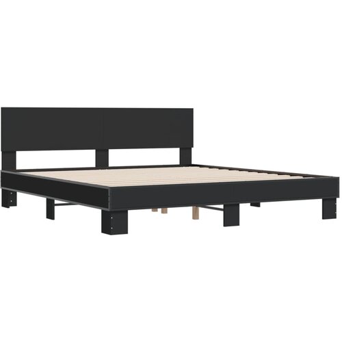 vidaXL Posteljni okvir črn 200x200 cm inženirski les in kovina, (21151917) Cene