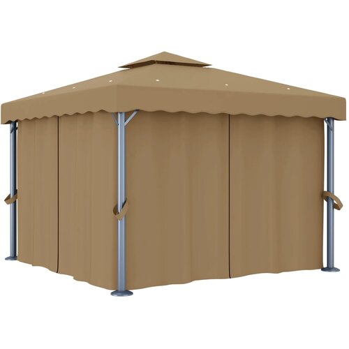 vidaXL Paviljon z zaveso 3x3 m taupe aluminij, (20692740) Cene
