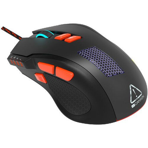 Canyon wired gaming mouse with 8 programmable buttons, sunplus optical 6651 sensor, 4 levels of dpi default and can be up to 6400, 10 million time Slike