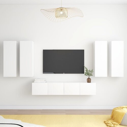 The Living Store Komplet TV omaric 6-delni bela iverna plošča - Komplet TV Omaric, (21434419) Cene
