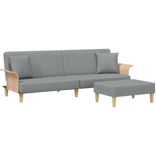 Maison Chic kavč - Sofa - Kanape dvosed z blazinami in stolčkom za noge svetlo siv žamet, (21727730) Cene