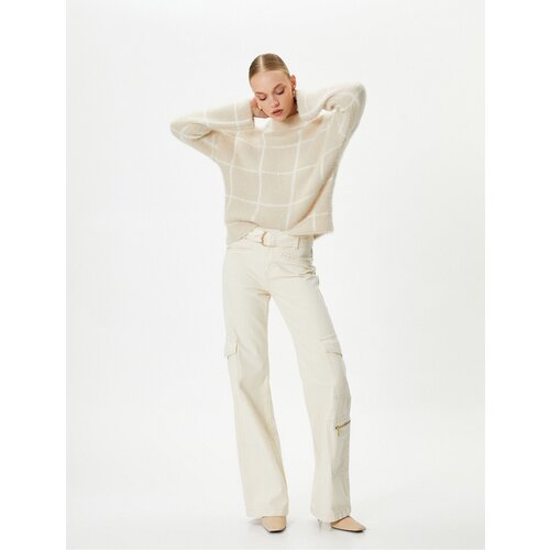 Koton Plush Knitwear Sweater High Collar Low Shoulder Soft Textured Slike