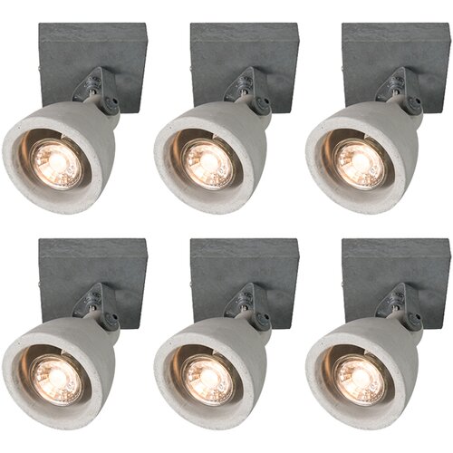 QAZQA Set 6 industrijskih listov siv beton 1-light - Creto Cene