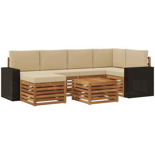 VidaXL Kotna sedežna garnitura z blazino 7 pcs Naravna in bež, (5000271720) Slike