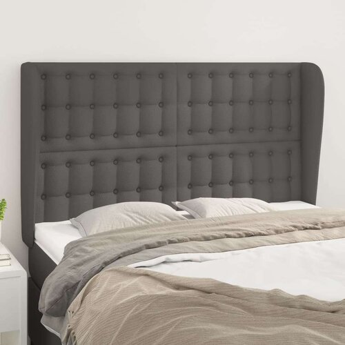  Vzglavje z u&amp;scaron;esi sivo 147x23x118/128 cm umetno usnje, (20932645) Slike