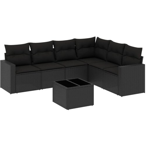 Maison Chic Seti vrtnega pohištva - Vrtna garnitura - Vrtni pohištvo set 7-delna z blazinami črn poli ratan, (21802952) Cene