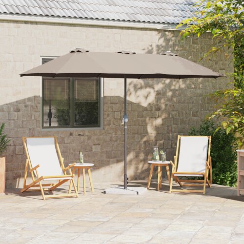 vidaXL Vrtni dežnik Taupe 380 x 196 x 235 cm Jeklo s prašnim premazom Cene