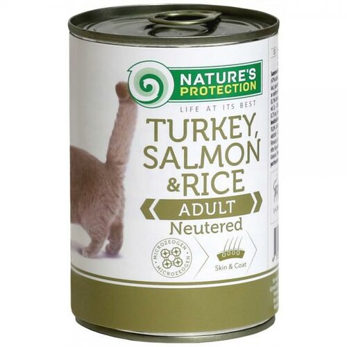 Natures Protection konzerva za mačke - Sterilised - Turkey, Salmon&Rice - 400gr Slike