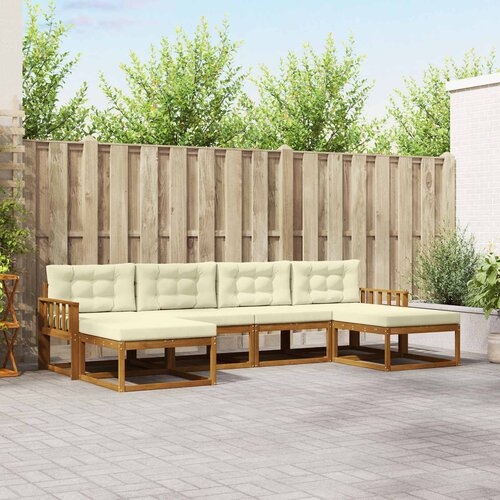  Set vanjskih sofa 6 kom. Prirodna i krem Smeđa 329 x 162,5 x 73 cm Slike
