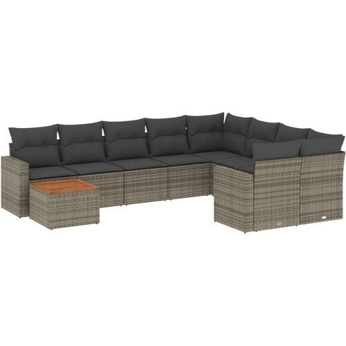 VidaXL 10-dijelni set vrtnih sofa od poliratana s jastucima sivi Slike