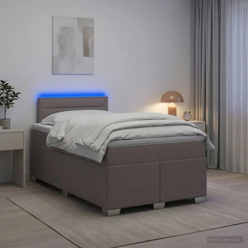  Krevet s box springom madracem i LED-om Sivosmeđa 120 x 200 cm - Sivosmeđa 120 x 200 cm Dizajn linija Slike