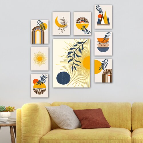 Wallity 9MDF03YS multicolor decorative mdf painting (9 pieces) Cene