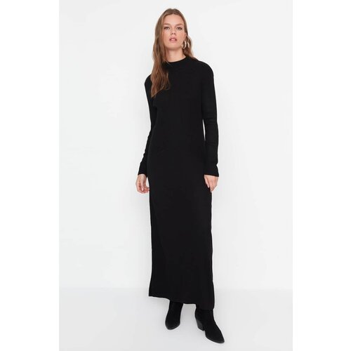 Trendyol Black Straight Collar Knitwear Dress Slike
