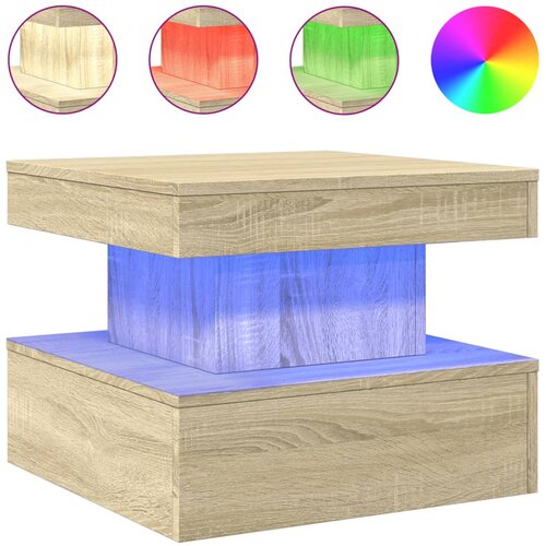 Maison Chic Klubska mizica - kavna mizica - Nizka mizica z LED lučkami sonoma hrast 50x50x40 cm, (21752864) Slike