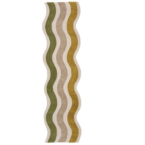 Flair Rugs Zelena/u prirodnoj boji ručno rađena vunena staza 80x300 cm Cascade Wool &ndash; Cijene