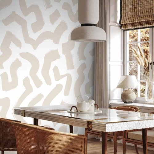  Foto tapeta - Abstract composition - beige patterns in shapes on a white background 300x210 Vodootporna Slike