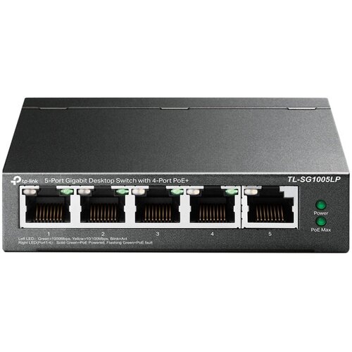 Tp-link TL-SG1005LP 5-Port Gigabit Unmanaged Switch with 4-Port PoE+, 802.3af/at PoE+, PoE budget 40W, 802.1p/DSCP QoS for Traffic Prioritization, Intelligent Power Management, IGMP Snooping, Slike