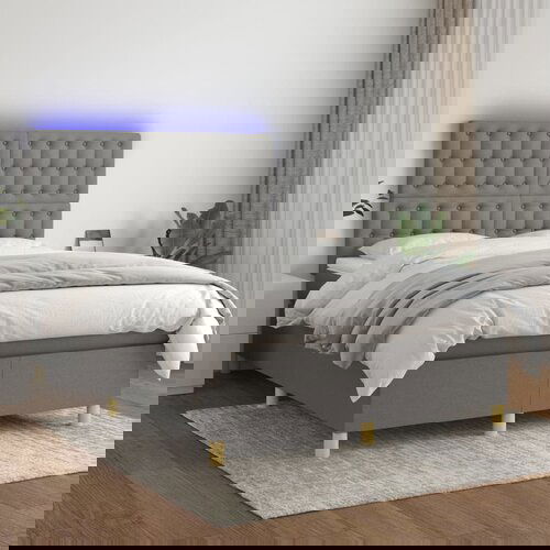 The Living Store Box spring postelja z vzmetnico LED temno siva 140x200 cm blago - Box Spring Postelja, (21516768) Slike
