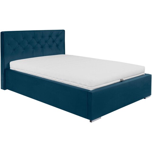 MID.YOU oblazinjena postelja 140 cm x 200 cm , tekstil temno modra Slike