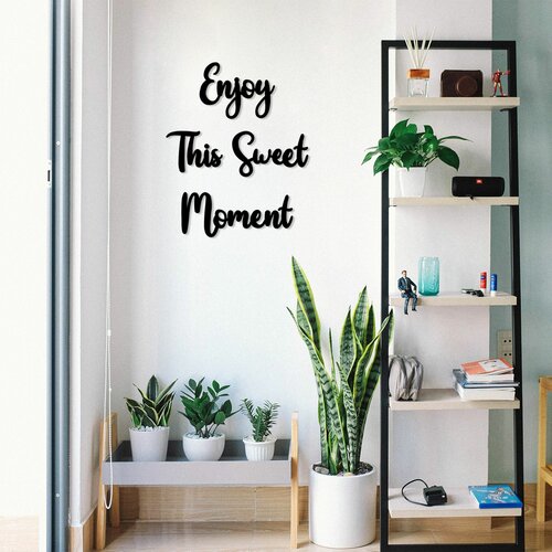 Wallity enjoy this sweet moment black decorative wooden wall accessory Slike