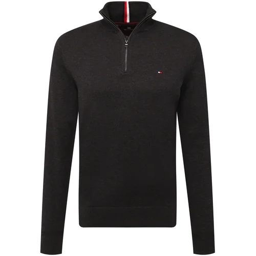 Tommy Hilfiger PIMA ORG CTN CASHMERE ZIP MOCK Siva