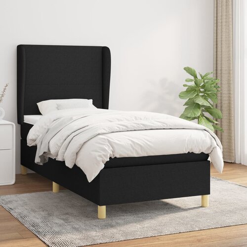 VidaXL Box spring krevet s madracem crni 90x190 cm od tkanine Slike