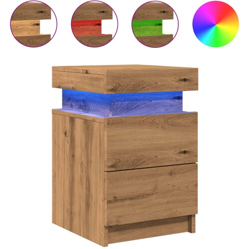 Maison Chic Nočna omarica - Nočna miza z LED artisan hrast 35x39x55 cm inženirski les, (21689588) Cene