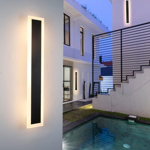 Nettlife Zunanja LED stenska svetilka: 50 cm Dolga notranja stenska svetilka 10 W Črna stenska svetilka 3000K Moderna IP65, (22136332) Cene