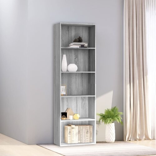 VidaXL Knjižna omara 5-nadstropna siva sonoma 60x30x189 cm konstr. les Slike