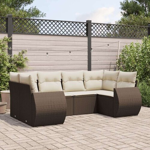 VidaXL 6-dijelni set vrtnih sofa od poliratana s jastucima smeđi Slike