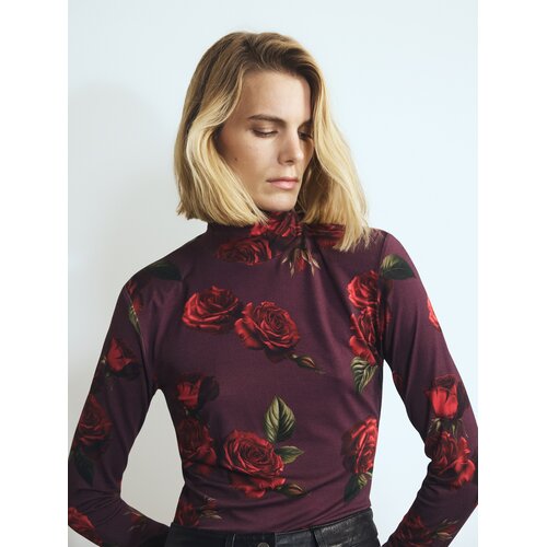 Reserved Bluza s uzorkom ruža - tamnoljubičasto Cijene