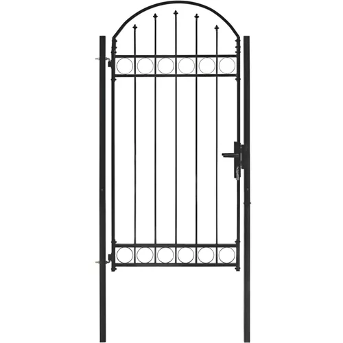  Vrata za ogradu s lučnim vrhom čelična 100 x 250 cm crna