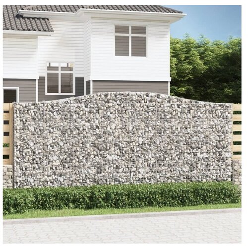 vidaXL Obokane gabion kosare 7 kosov 400x30x180/200cm pocink Cene