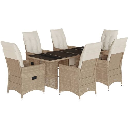  7-dijelni vrtni bistro set od poliratana s jastucima bež 190 x 80 x 75 cm Slike