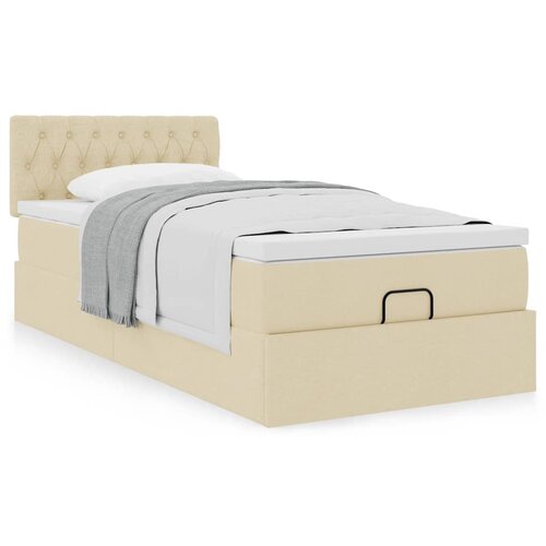 VidaXL Otomanski posteljni okvir z vzmetnico krem 90x200 cm blago Slike