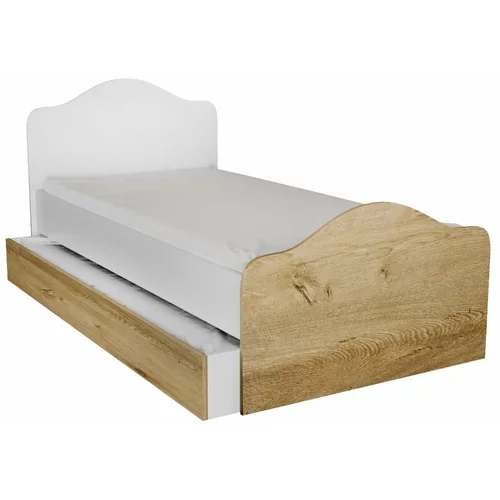 Kalune Design Bela/naravna postelja s prostorom za shranjevanje 90x190 cm Kanguru –
