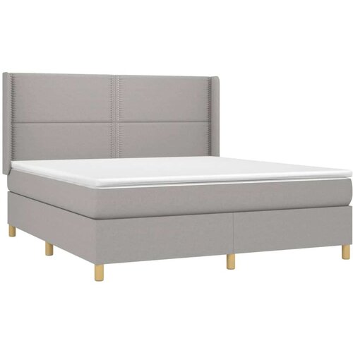  Krevet box spring s madracem LED svjetlosivi 180x200 cm tkanina Slike