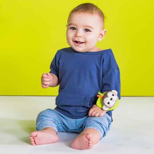 Bright Starts Wrist Pals Toy ropotuljica za na roko z grizljajočim delom Monkey &amp;amp; Elephant 0 m+ 2 kos Slike